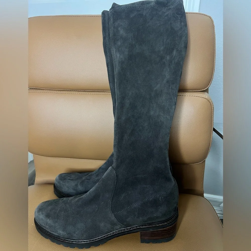 New No Box Stuart Weitzman Gray Women's Suede Knee-High Boots 8.5